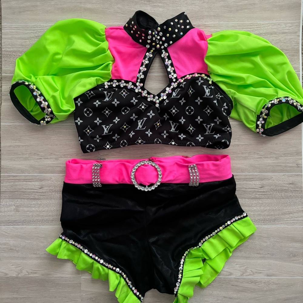 Louis Vuitton Black and Neon Dance Set
